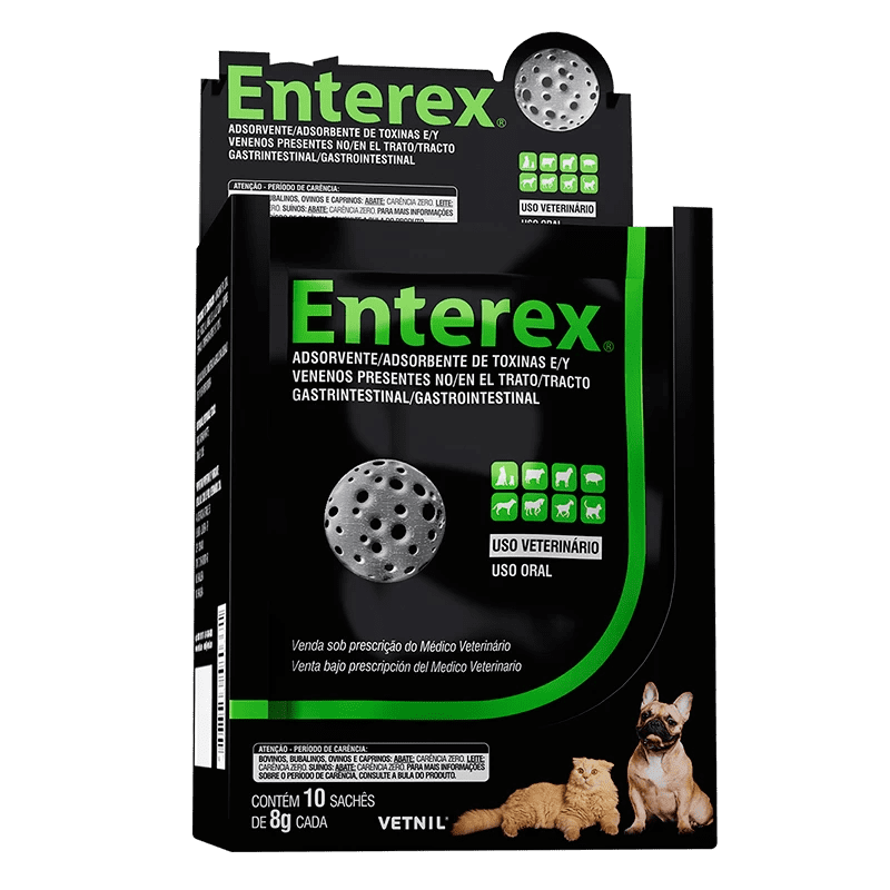 Absorbant al toxinelor și otrăvurilor prezente în tractul gastrointestinal, Enterex®, Vetnil, 10 PLICURI, 8G