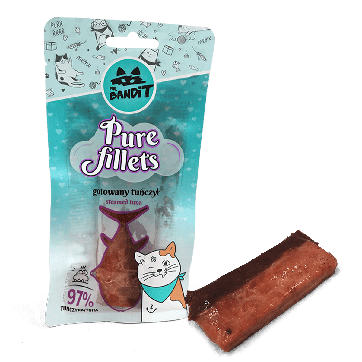 Recompense pentru pisici Mr. Bandit CAT Pure Fillets, ton la abur, 30 g