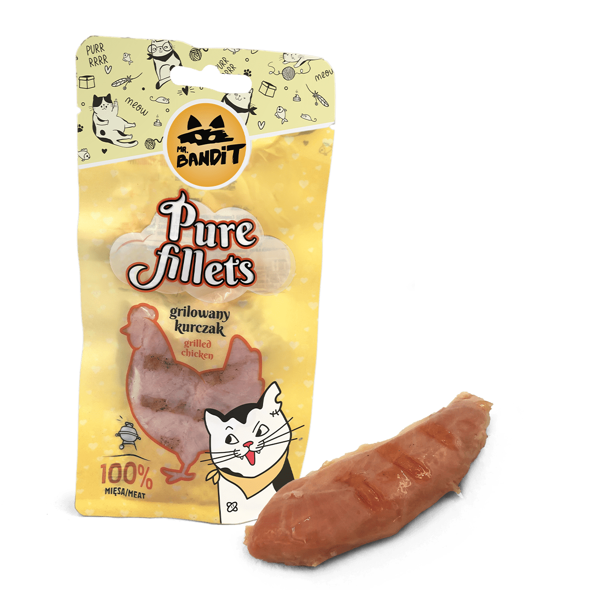 Recompense pentru pisici Mr. Bandit CAT Pure Fillets, pui la gratar, 30 g