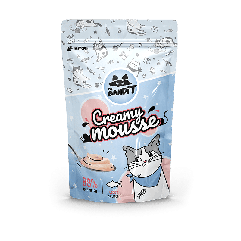 Recompense pentru pisici Mr. Bandit CAT Creamy Mousse, somon, 60 g