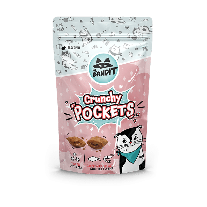 Recompense pentru pisici Mr. Bandit CAT Crunchy Pockets, ton si creveti, 40 g