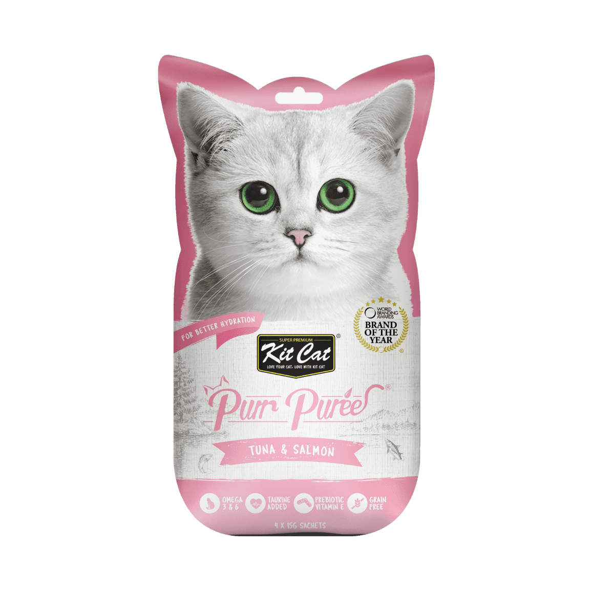 Recompense lichde pentru pisici Kit Cat Purr Puree, ton si somon, 4 x 15g