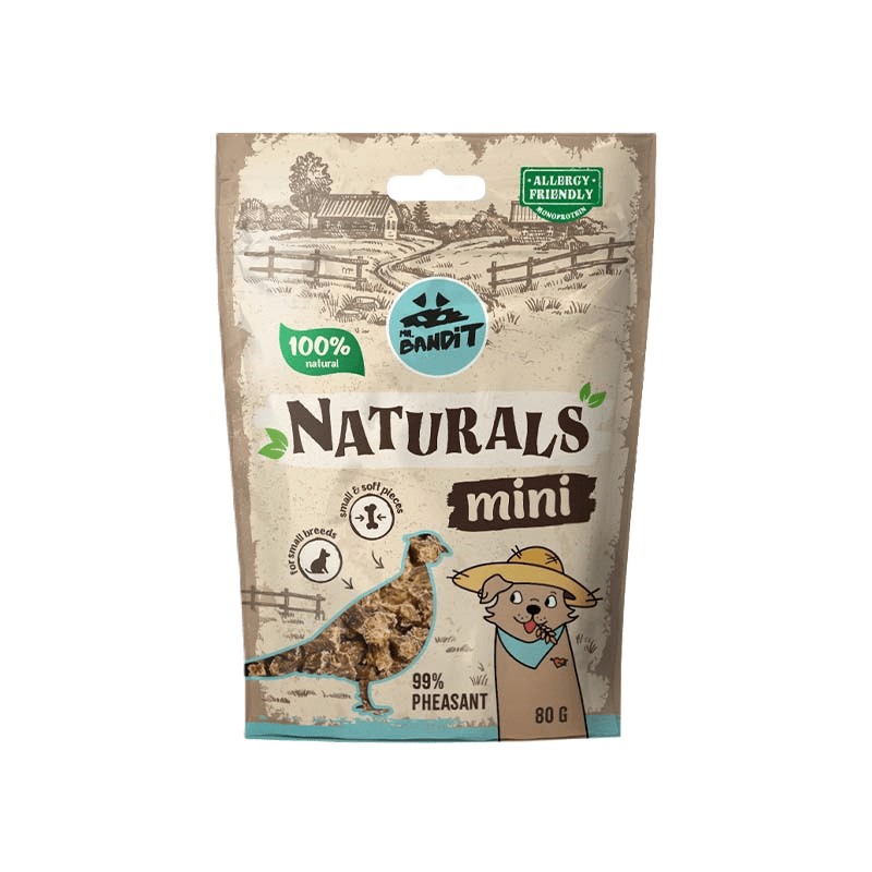 Recompense pentru caini, talie mica, Mr Bandit Naturals Mini, fazan, 80g