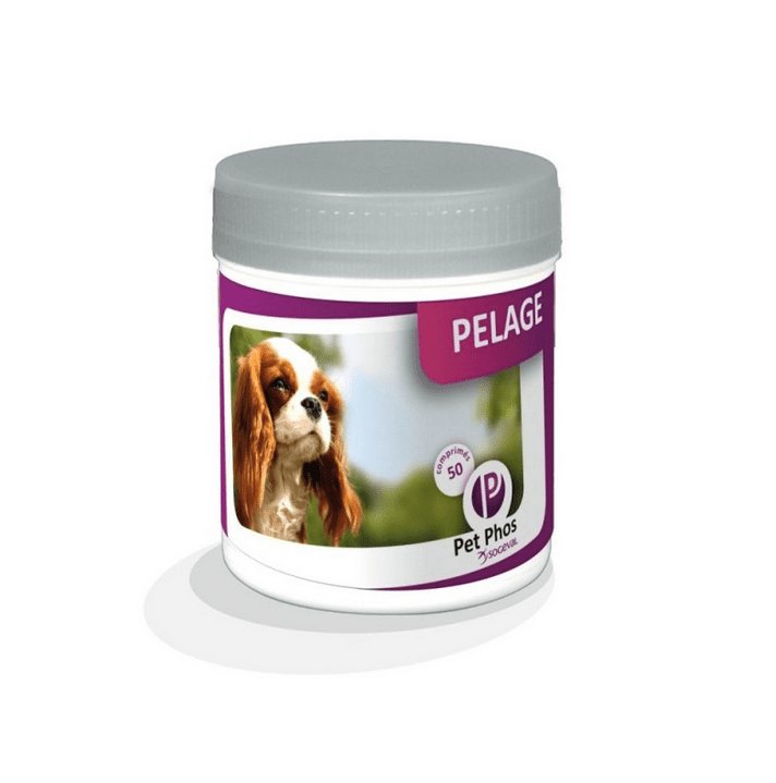 Supliment vitamino-mineral pentru caini, protectia pielii ai calitatea blănii, PET PHOS CANINE PELAGE, CEVA, 50 tablete