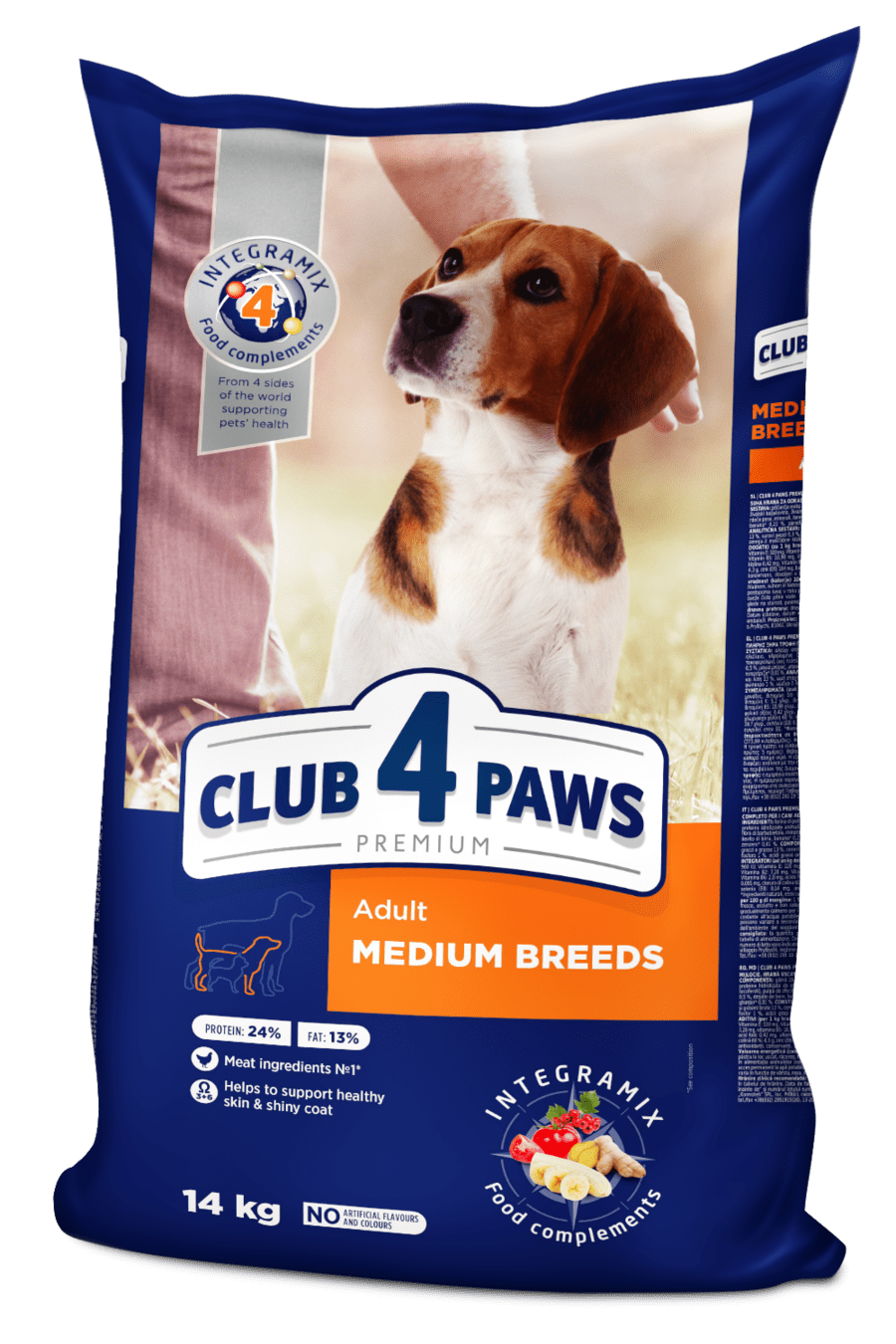 Hrană uscată pentru câini adulți, talie medie, Club 4 Paws PREMIUM, pui, 14 kg