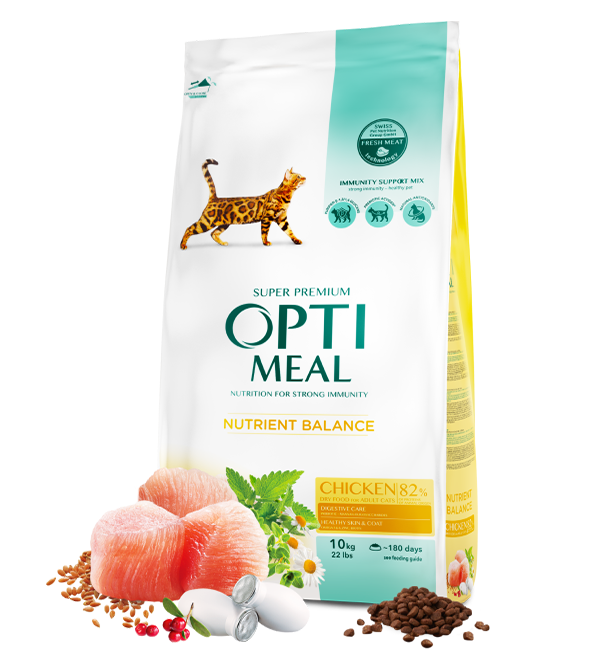 Hrana uscata pentru pisici adulte, Super Premium OPTIMEAL DRY FOOD, pui, 10 kg