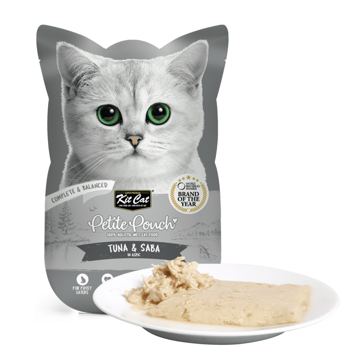 Hrana umeda pentru pisici 100% holistica, Kit Cat Petite Pouch, ton si macrou, 24 plicuri x 70g
