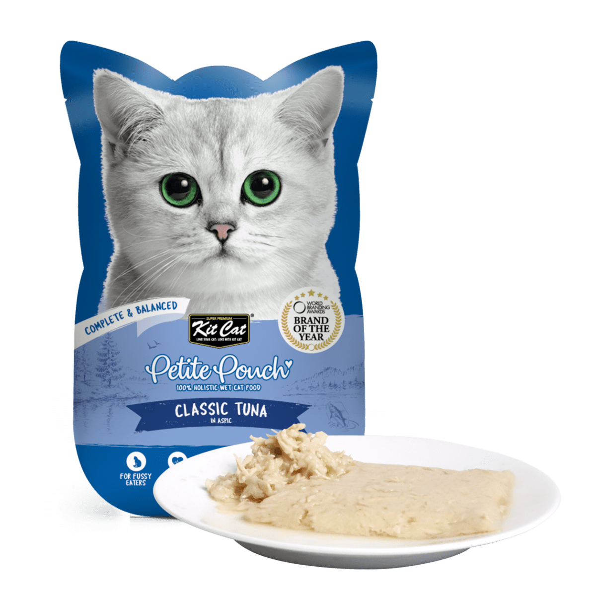 Hrana umeda pentru pisici 100% holistica, Kit Cat Petite Pouch, ton, 24 plicuri x 70g