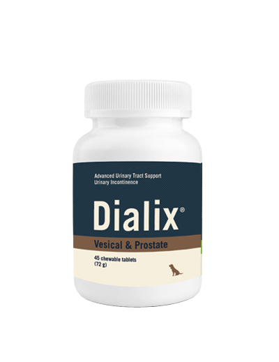 Supliment alimentar pentru consolidarea muschiilor vezicii urinare si pentru functionarea optima la animalele geriatrice și masculi necastrati, DIALIX Vesical & Prostate, VetNova, 45 comprimate