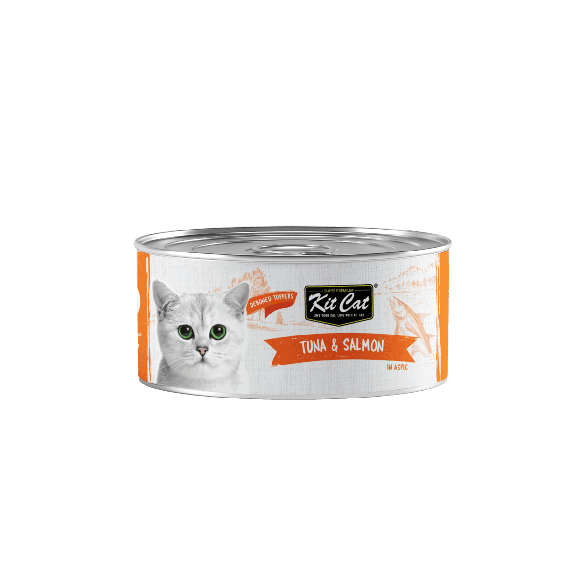 Hrana umeda pentru pisici, Kit Cat, Ton fără Oase & Topping de Somon, 80g