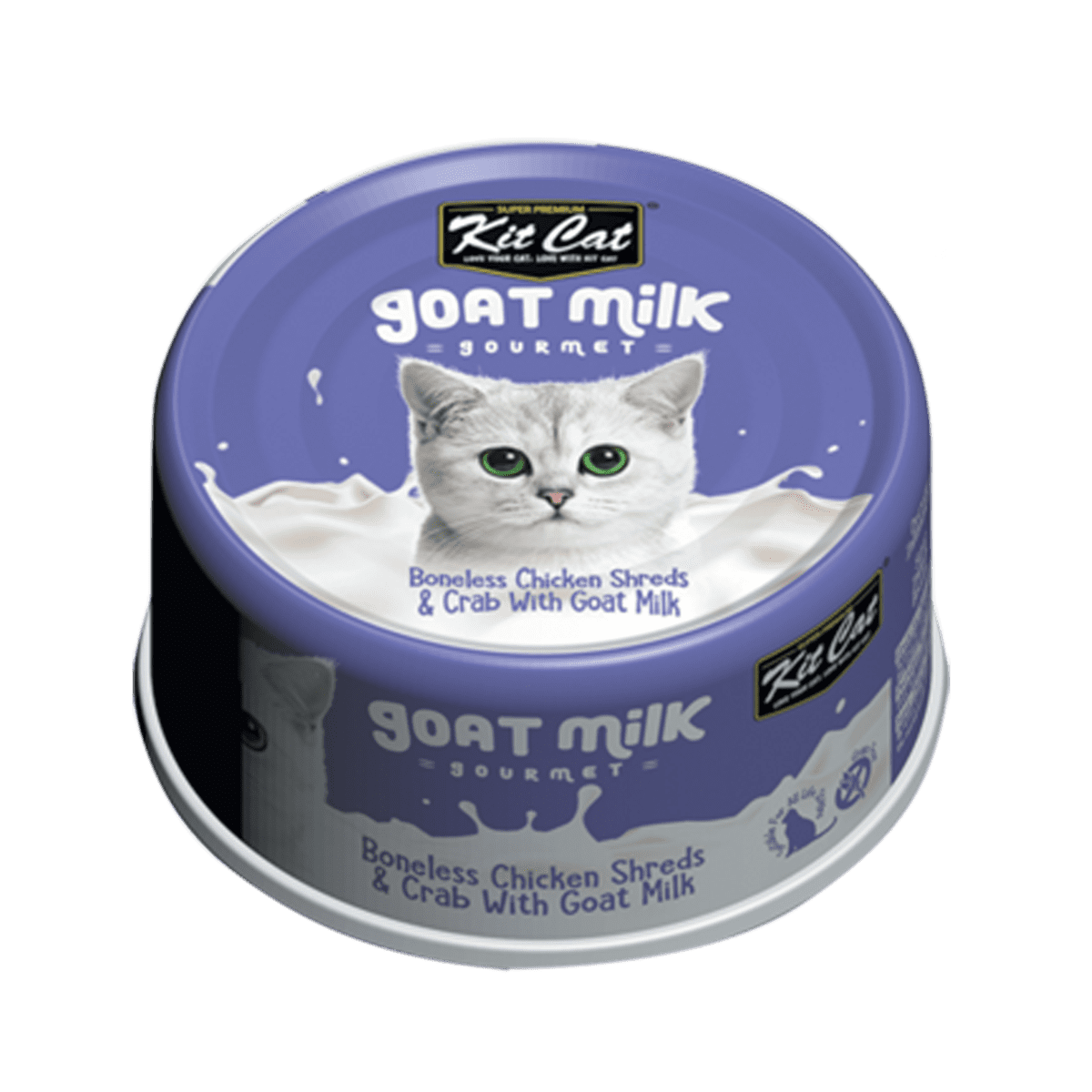 Hrana umeda pentru pisici, Kit Cat Goat Milk Gourmet,File de Pui Fara Oase & Crab cu Lapte de Capra, 70g