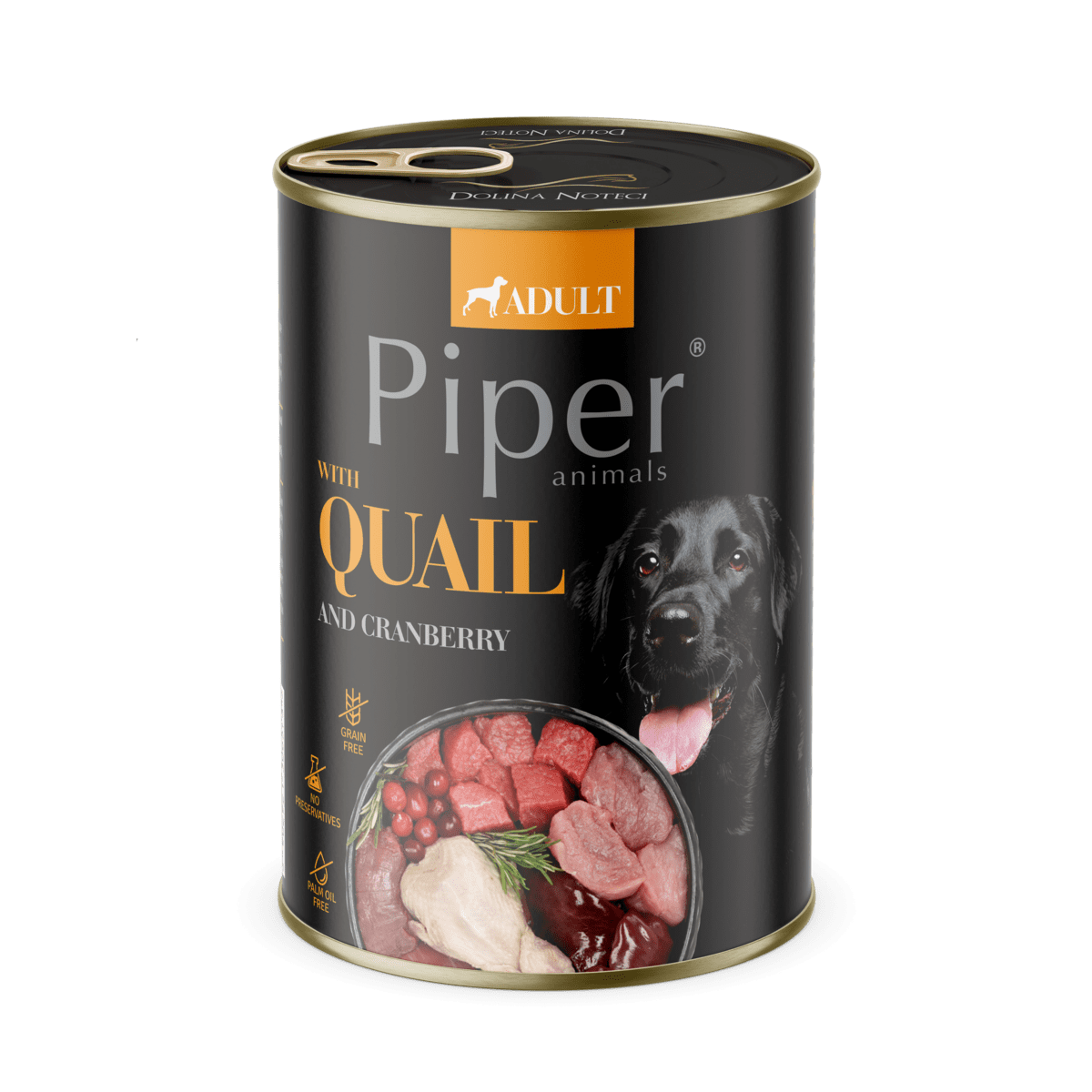 Hrana umeda pentru caini PIPER DOG, prepelita si merisoare, 400g