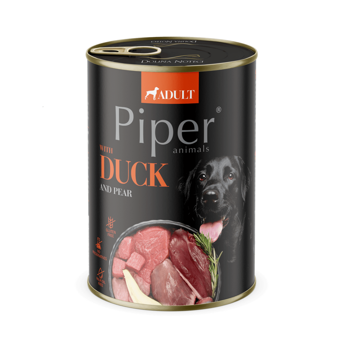 Hrana umeda pentru caini PIPER DOG, rata si pere, 400g