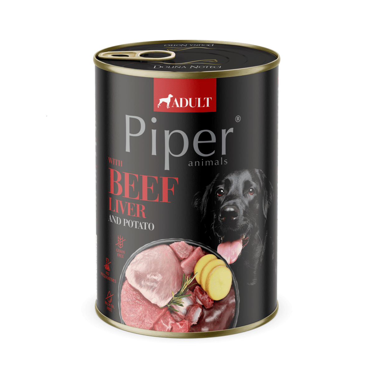 Hrana umeda pentru caini PIPER DOG, ficat de vita si cartof, 400g