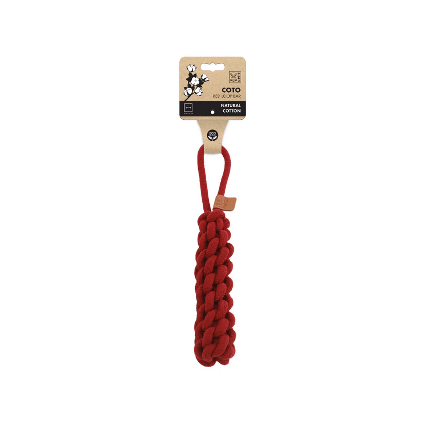 Jucarie pentru caini COTO ECO rope dog toys Red Loop Bar 34 cm 10663005