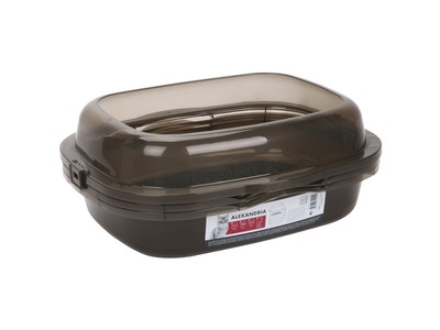 Litiera pentru pisici din plastic cu margine de protectie, ALEXANDRIA M-PETS, 46x40x18 cm, alb