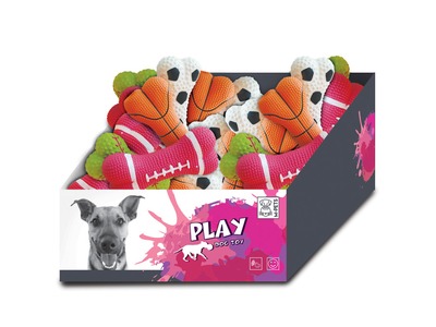 Jucarii din cauciuc moale, forma de os, ATHLETIC M-PETS, display cu 48 buc