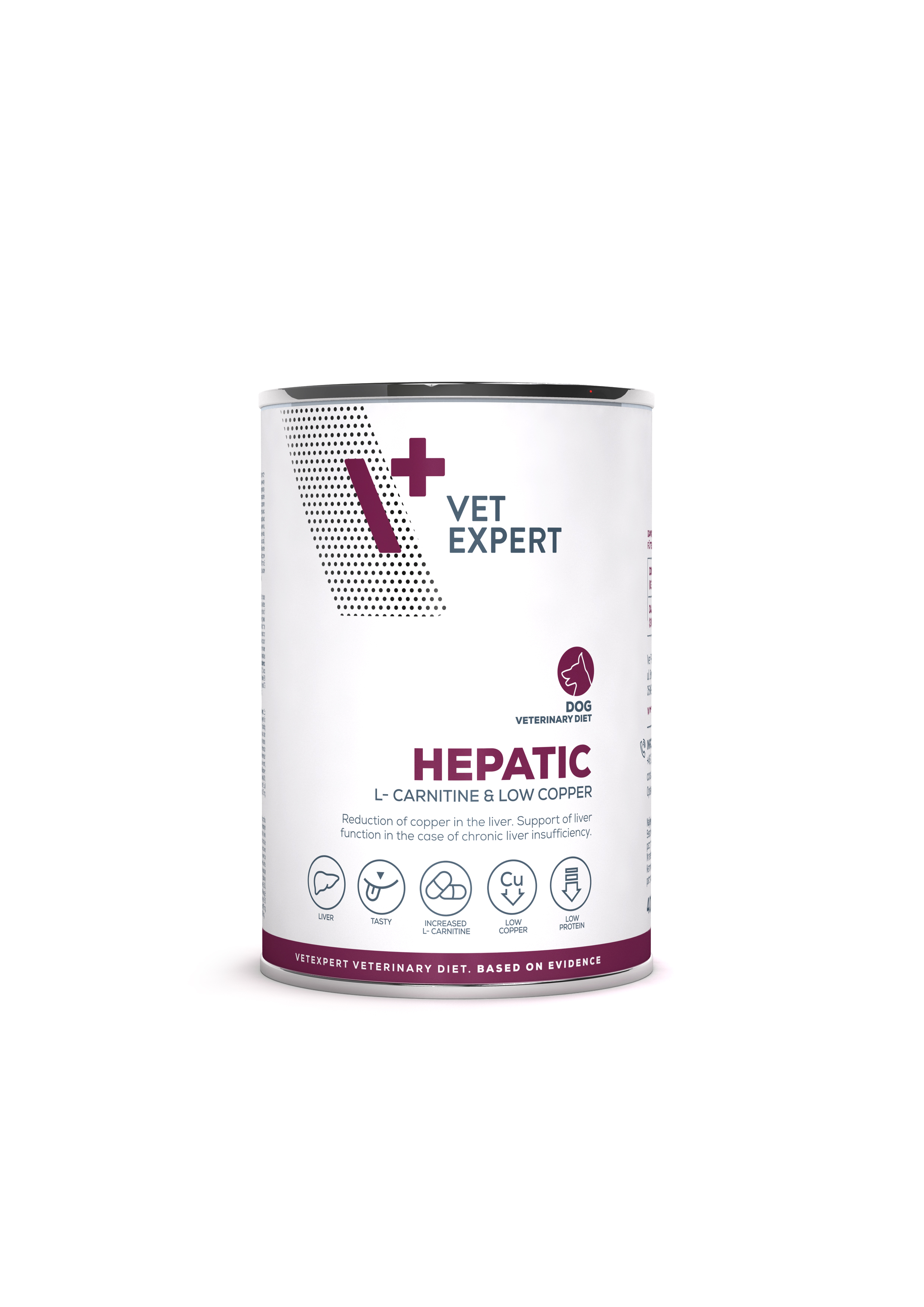 Dieta veterinara umeda HEPATIC DOG 4T, Vet Expert, 400 gr