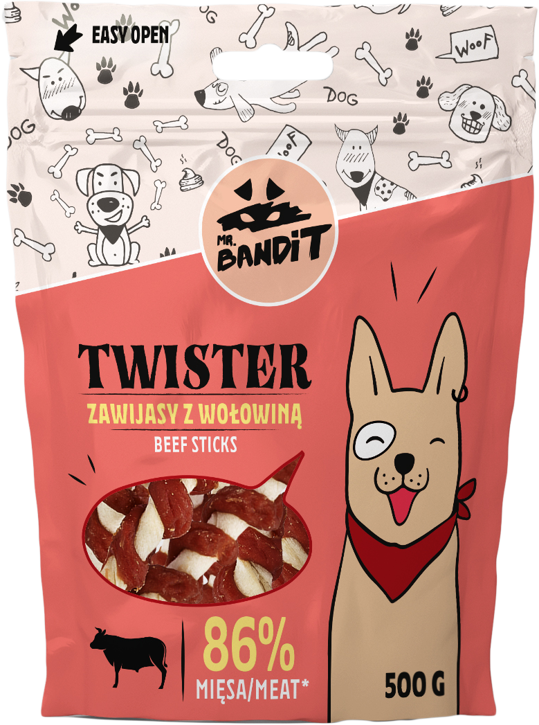 Recompense pentru caini Mr. Bandit TWISTER,vita, 500g