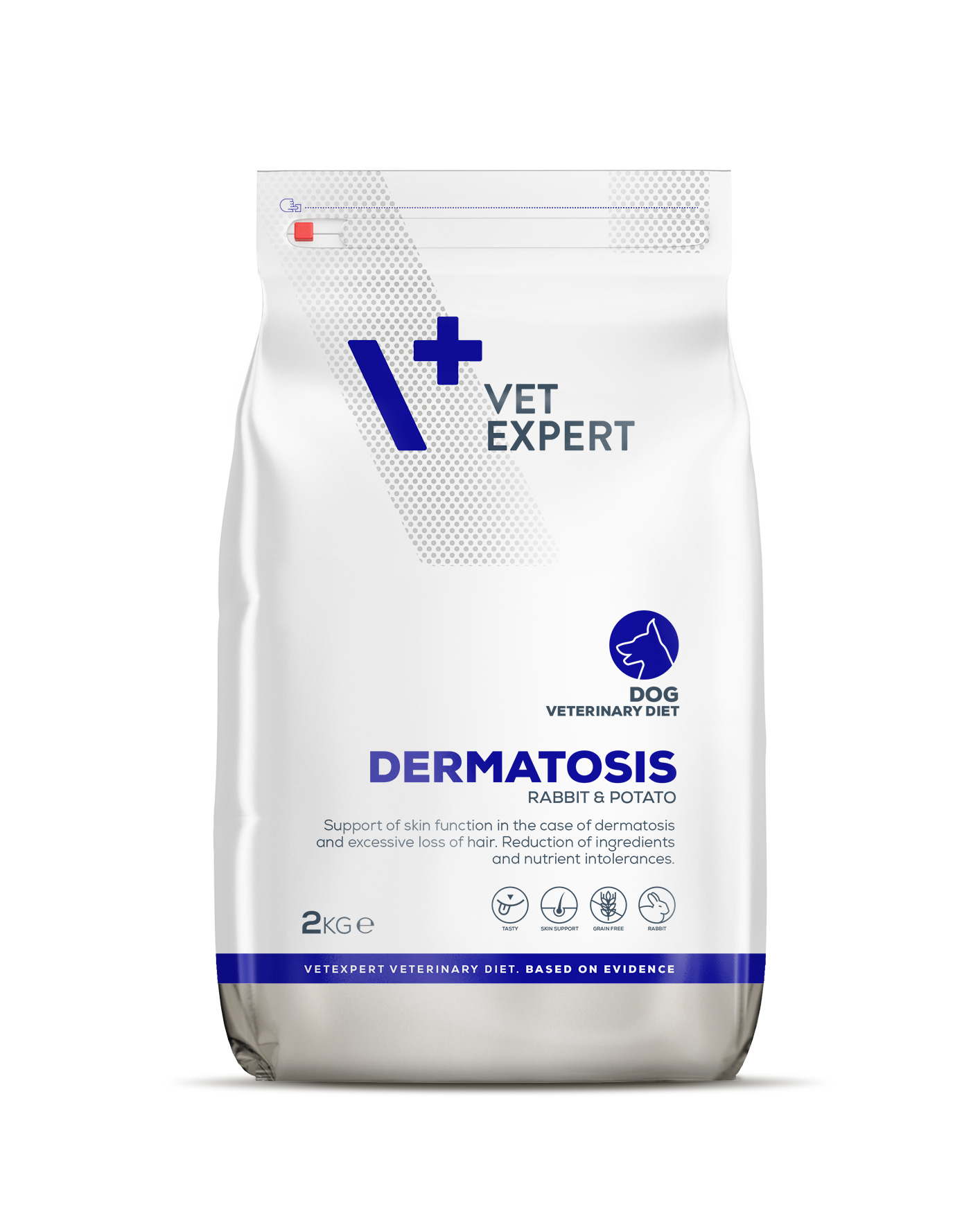4T Dieta Veterinara DERMATOSIS DOG, VetExpert, cu carne de iepure si cartofi, 2 kg