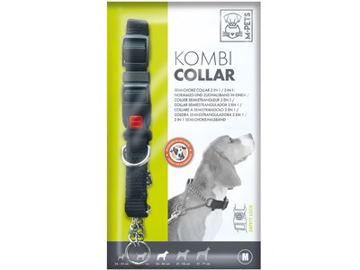 Zgarda cu sistem de semi-choke, KOMBI M-PETS, negru, M, 2x36 cm/46 cm