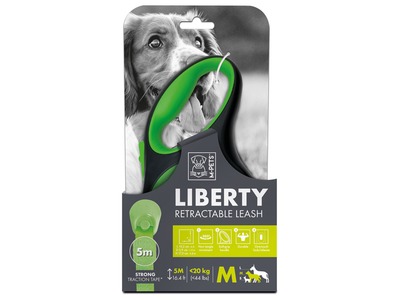 Lesa retractabila pentru caini, LIBERTY M-PETS, verde M, 17.5 x 10.2 x 3.9 cm