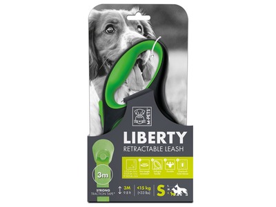 Lesa retractabila pentru caini, LIBERTY M-PETS, verde S, 16.3 x 9.2 x 3.9 cm