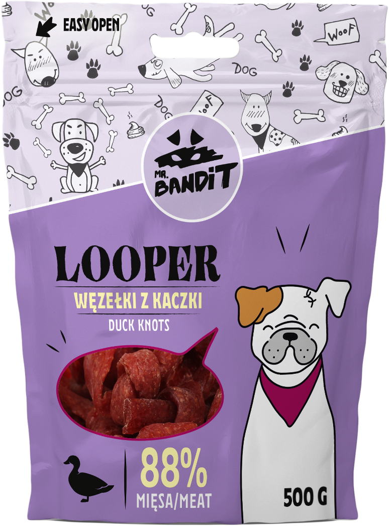 Recompense pentru caini Mr. Bandit LOOPER, rata, 500g