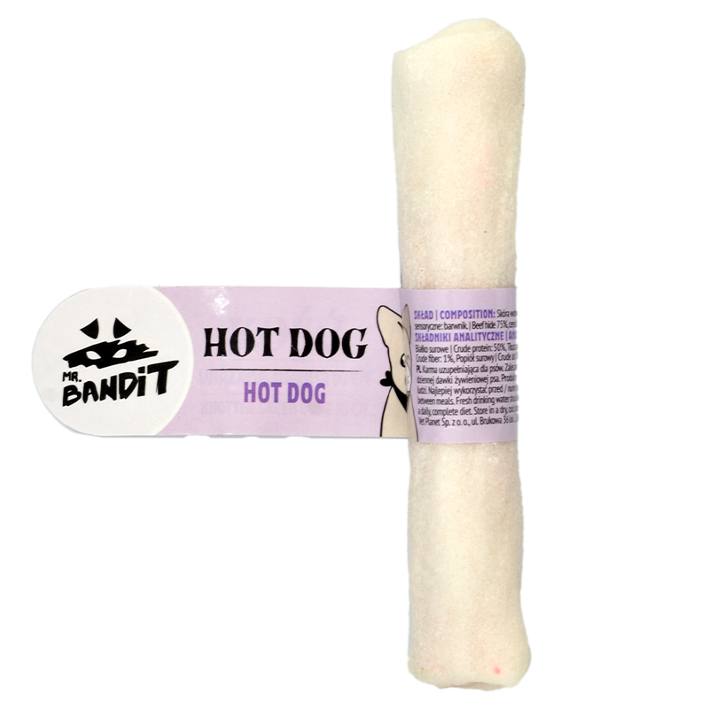 Recompense pentru caini Mr. Bandit Hot Dog, piele de vita
