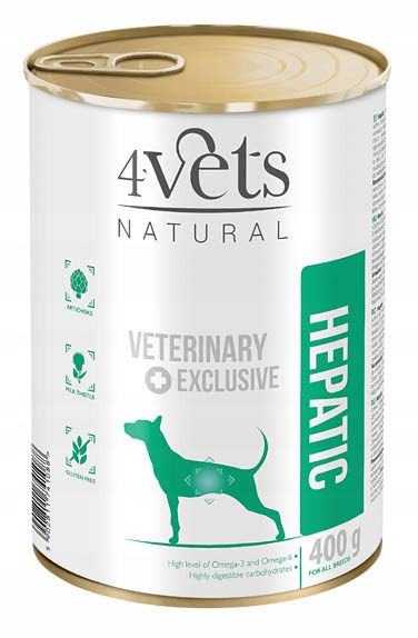Dieta veterinara pentru caini Care sufera de insuficienta hepatica si alte boli ale ficatului 4VetS Hepatic Support, 400 g
