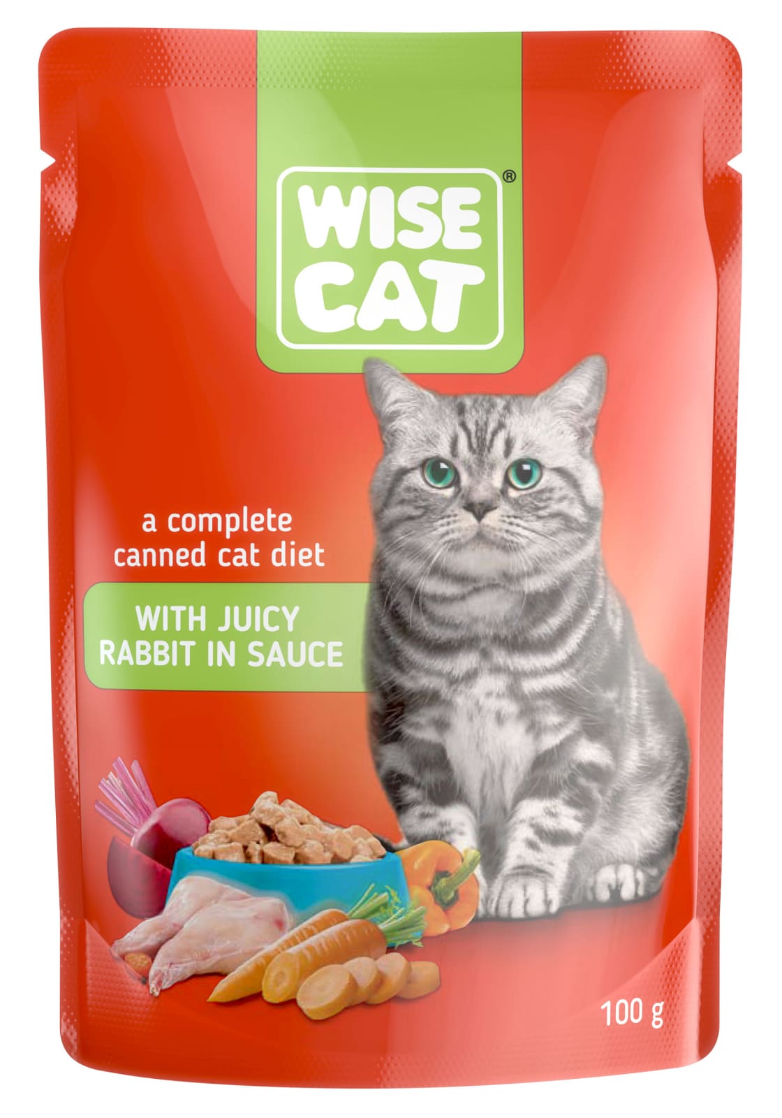 Hrana umeda pentru pisici, WISE CAT ADULT, iepure in sos, 24 plicuri x 100 gr