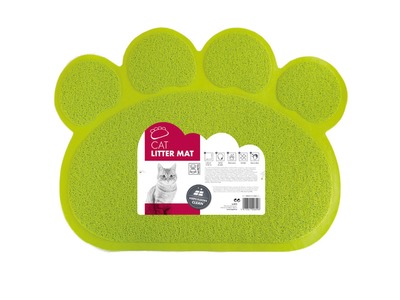 Covoras pentru litiera pentru pisici, forma labuta, M-PETS, verde, 60x45 cm