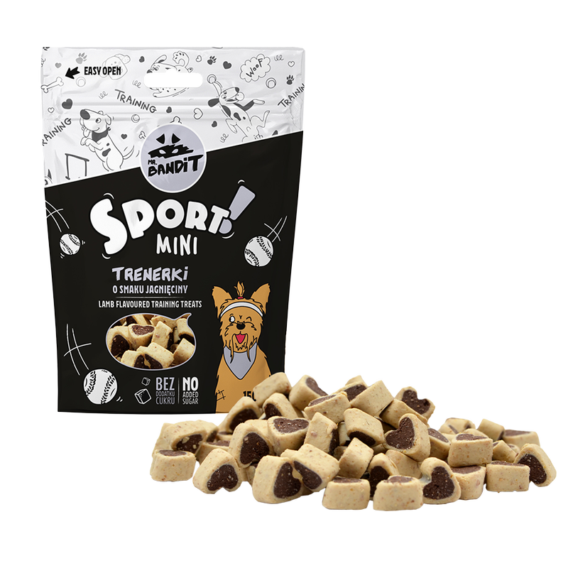 Recompense pentru caini Mr. Bandit SPORT MINI, miel, 150g