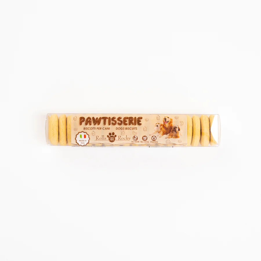 Recompense crocante pentru caini ROLLS ROCKY PAWTISSERIE MACAROONS, Orange 50g