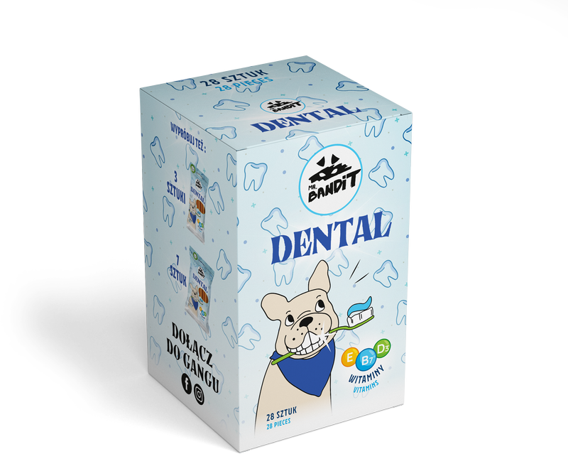 Recompense pentru caini Mr. Bandit DENTAL STICKS, 28 buc