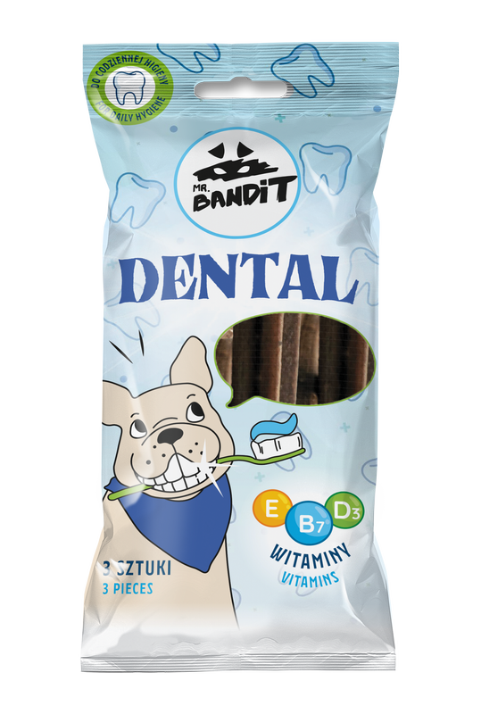 Recompense pentru caini Mr. Bandit DENTAL STICKS, 3 buc