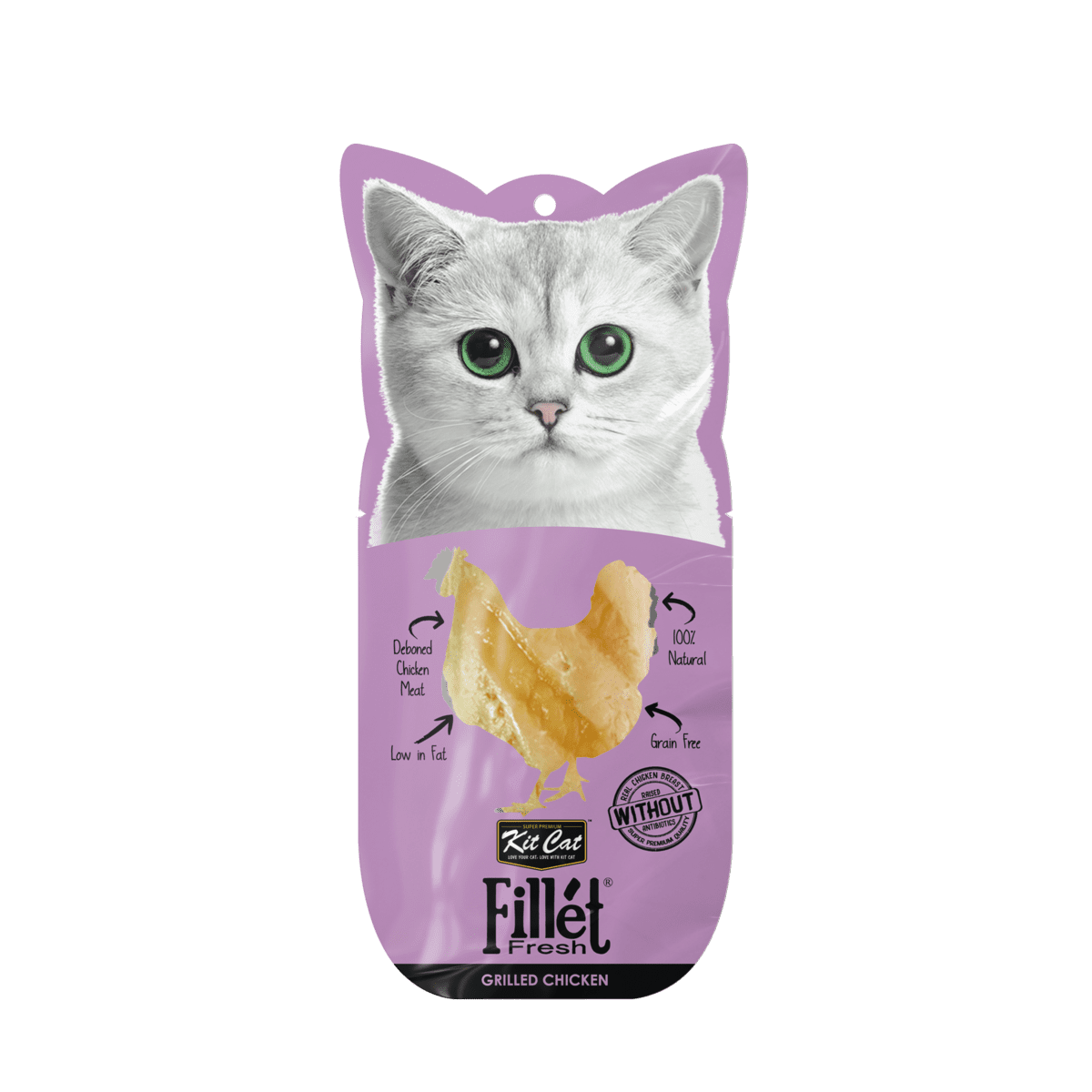 Recompense lichde pentru pisici Kit Cat Fillet Fresh, pui la gril, 30g